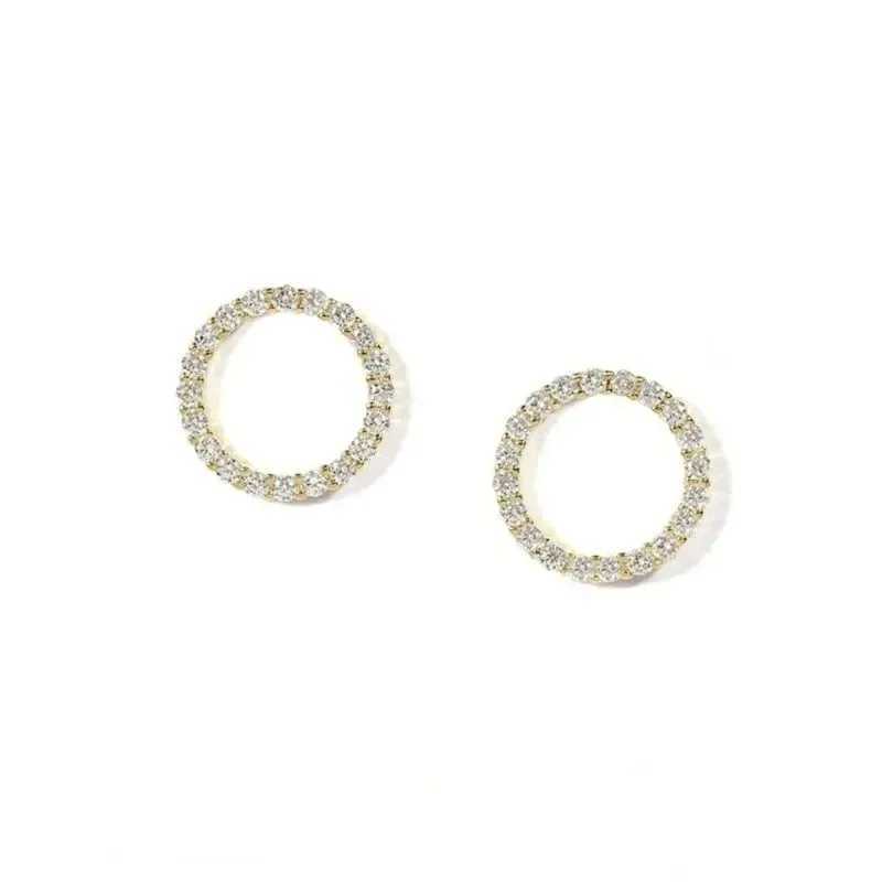 Exquisite small round stud earrings suitable for womens fashion gold earrings crystal minimalist earrings jewelry accessories Y250401