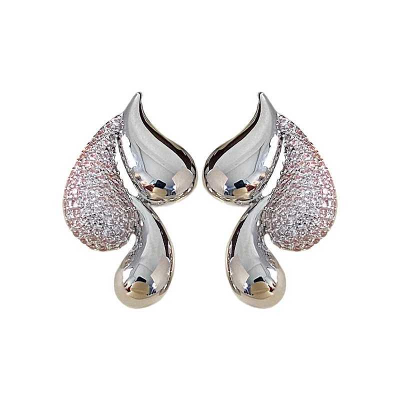 Korean New Design Fashion Jewelry 16K Gold Plated Zircon Water Drop Earrings Elegant Womens Daily Work Accessories Y250401