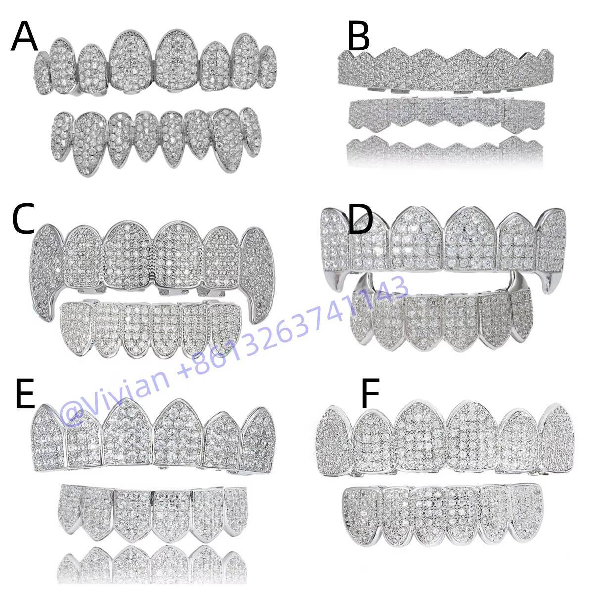 Custom Moissanite Grillz Ice Hiphop Honeycomb Grillz Diamond Men Women Punk 925 Sterling Silver Teeth Perm Cut Grillz