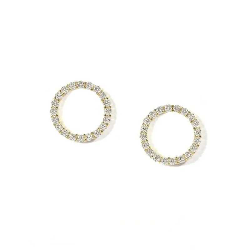 Exquisite small round stud earrings suitable for women Korean fashion gold earrings crystal minimalist earrings jewelry accessories Y250401