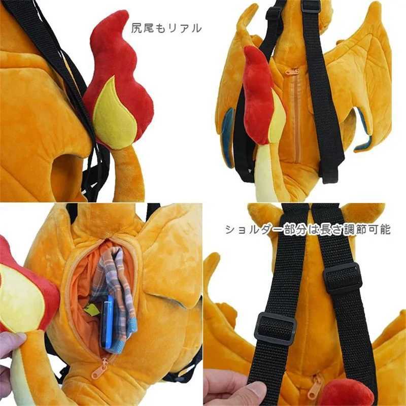 Cute Pocket Monsters Charizard Backpack Cute Kawaii Stuffed Anime Plush Bag Soft Japanese Style School Bag Role Playing Props Christmas Gift X250402