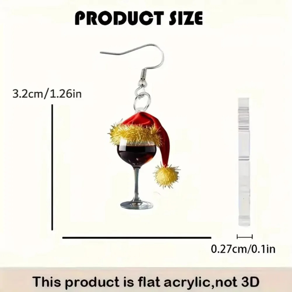 Festive Atmosphere Christmas Hat Gifts Christmas Pendant Earrings Red Wine Glass Wine Glass Acrylic Earrings Year 251031