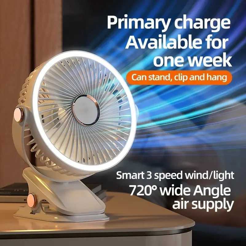 8000mAh camping fan rechargeable desktop portable air circulation device wireless ceiling electric fan with LED light clip on household fanXJ250402