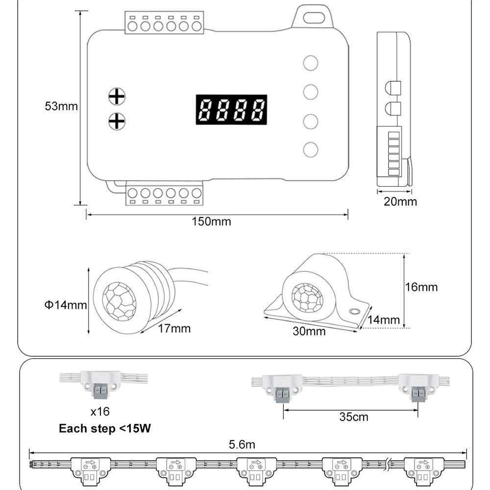 1-40 Step by Step LED Stair Light Motion Sensor Stair Light Strip 2 Sensors Easy to Crazy Stair Light Strip X250402