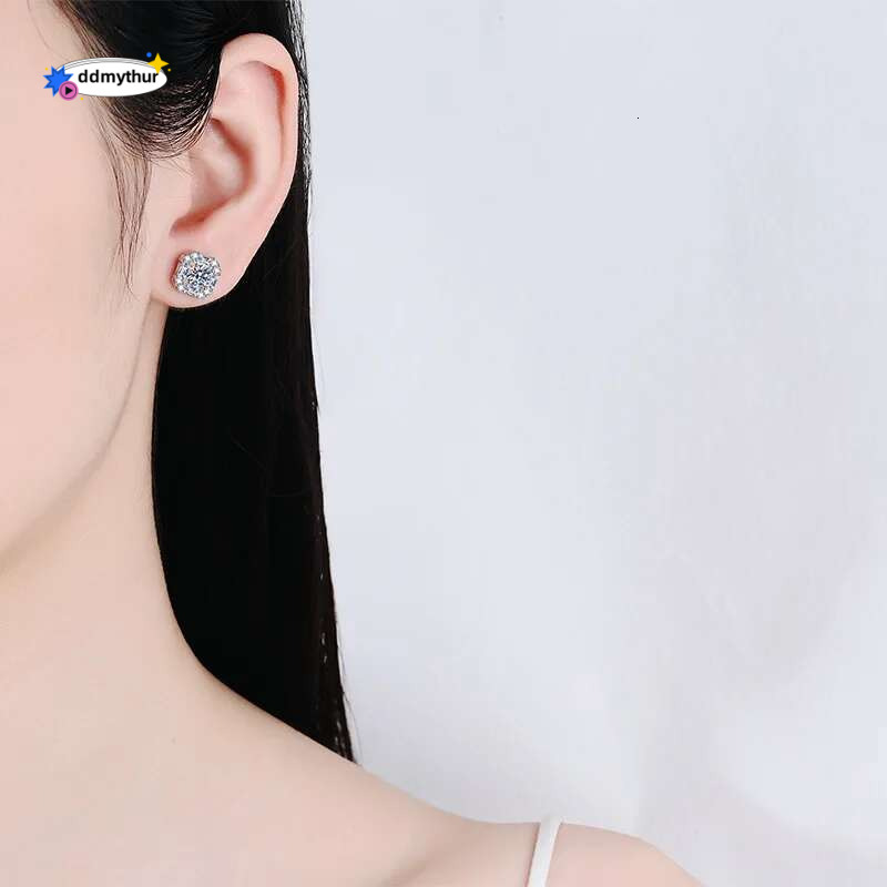 1.47 ct Certified 1Ct Full Moissanite Stud Earrings S Sier Square Bag PT950 Gold Plated Free Gift Box for Women ddmythur