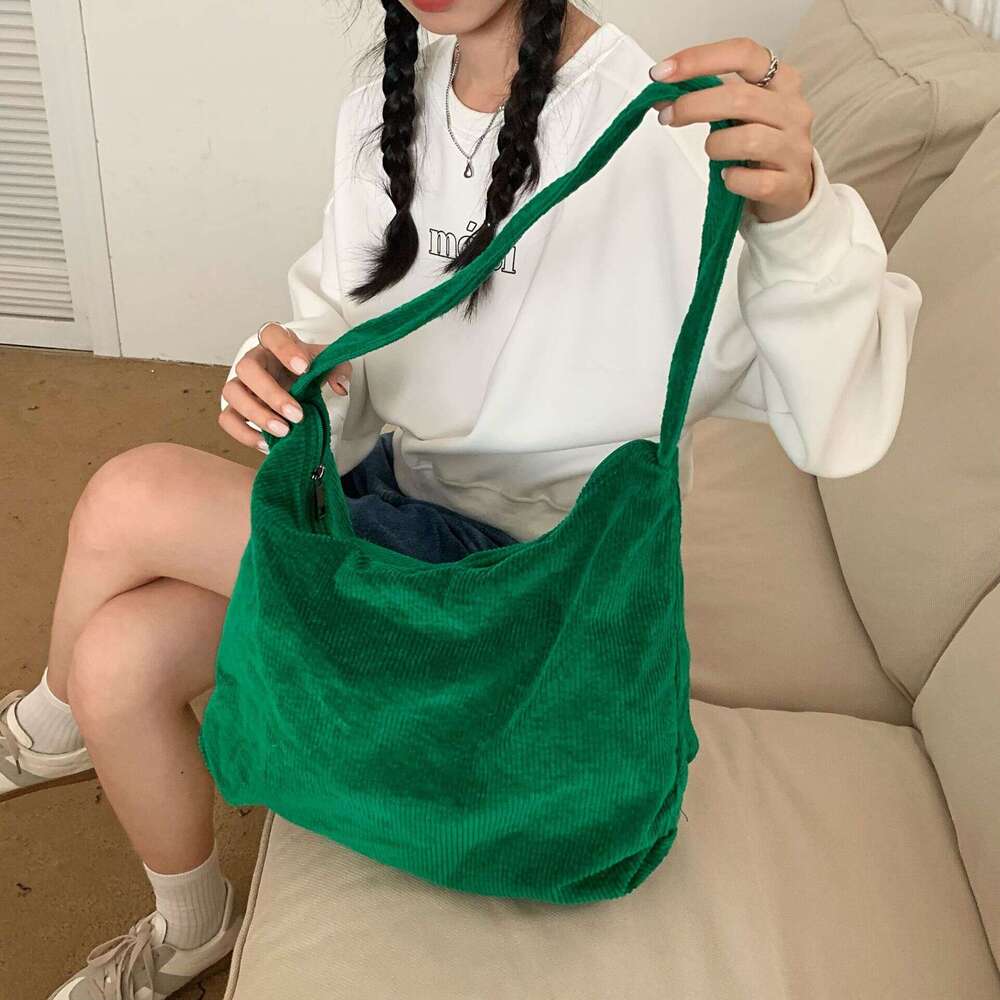 2025 NEW 2025 autumn winter new corduroy artistic Japanese and Korean wash water large capacity simple women's shoulder bag