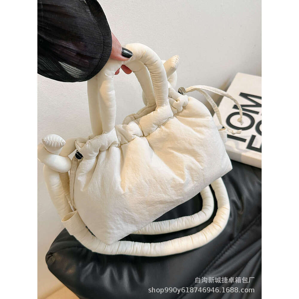 2025 NEW Nylon down padded cotton fashionable student backpack, portable makeup bag, casual single shoulder women's bag