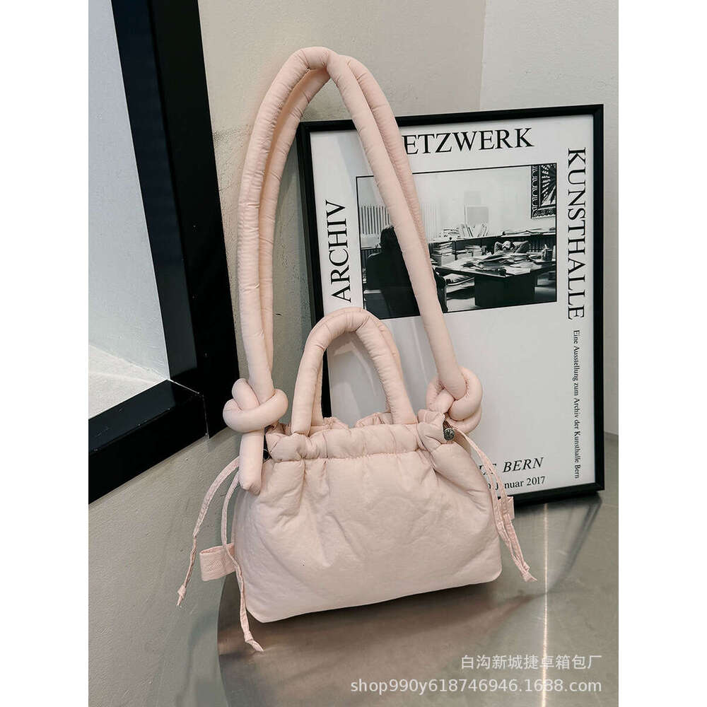 2025 NEW Nylon down padded cotton fashionable student backpack, portable makeup bag, casual single shoulder women's bag