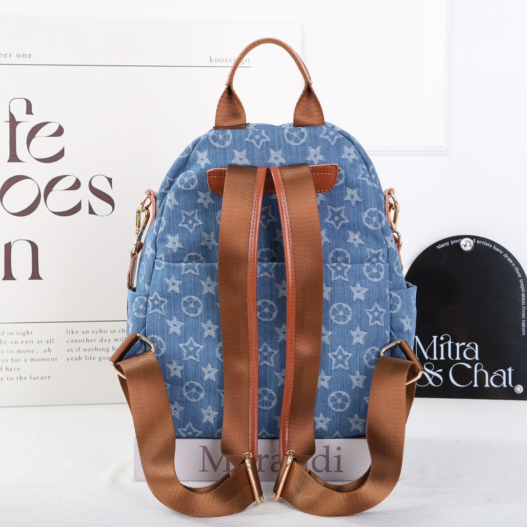 Autumn and Winter New Design Fashionable and Versatile Style Printed Backpack High Quality Large Capacity Travel Backpack Blue Free Shipping