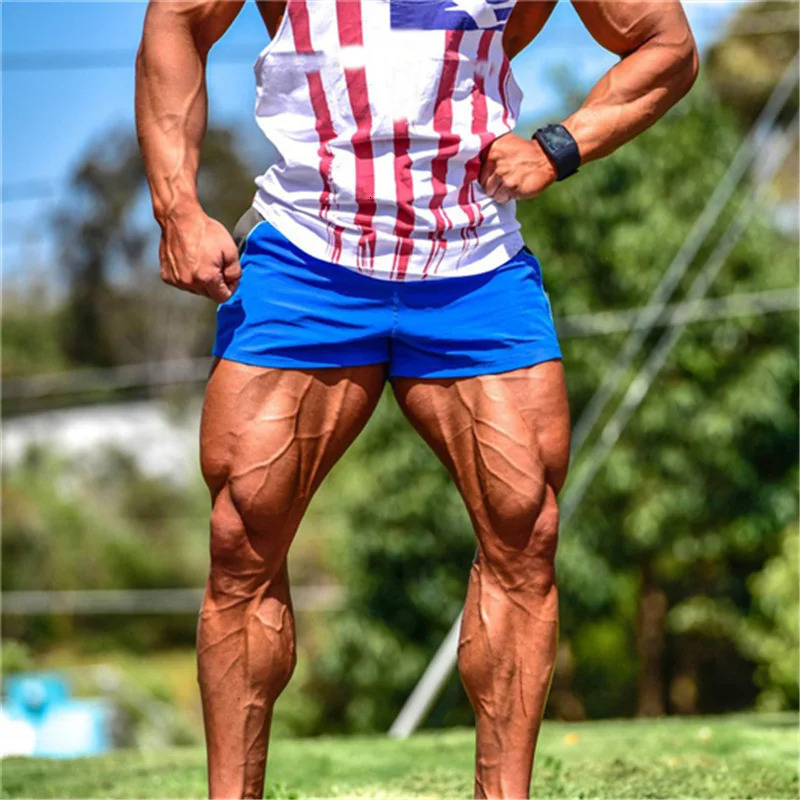 Muscle mens summer beach shorts gym fitness and bodybuilding breathable fast drying sports casual jogging 250402m