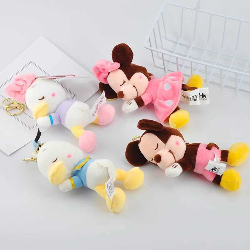 Disney Wholesale 12 pieces/batch of high-quality 6-inch cute animals Minnie Mouse stuffed doll pendant keychain plush toy gift original Y250402