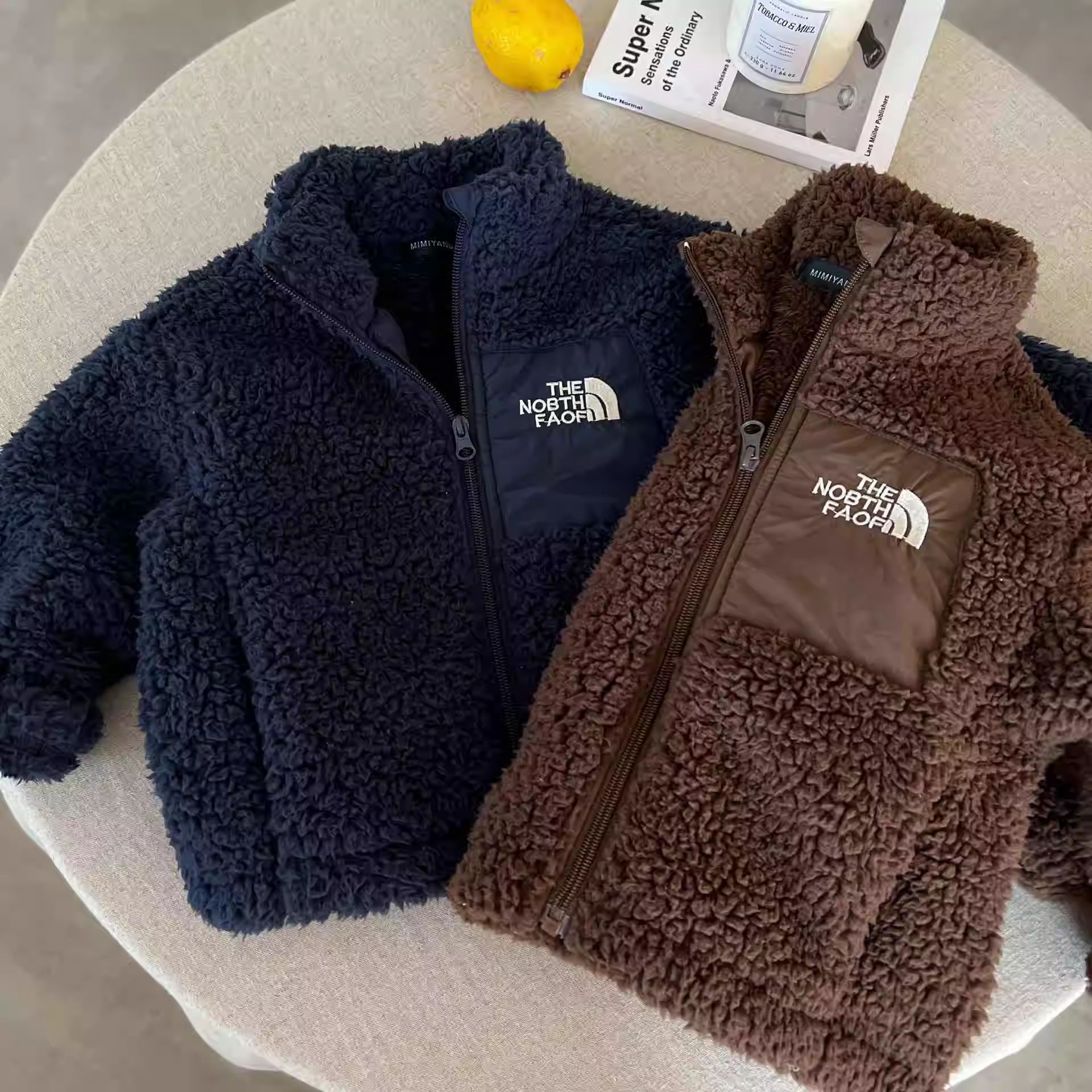 Designer Kids Down Coat Fuzzy Lamb Coat, Chic Winter Sherpa Jacket for Boys & Girls, Plush and Warm Fleece-Lined Outerwear Free Shipping