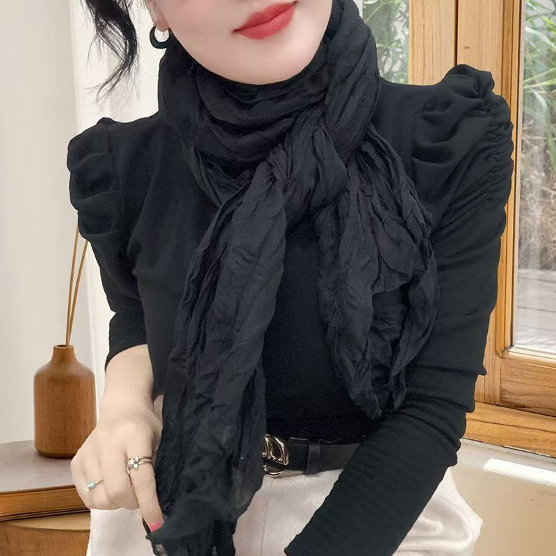 T400 scarf women 2025 new scarf neck warm winter blue red silk scarf Korean atmosphere