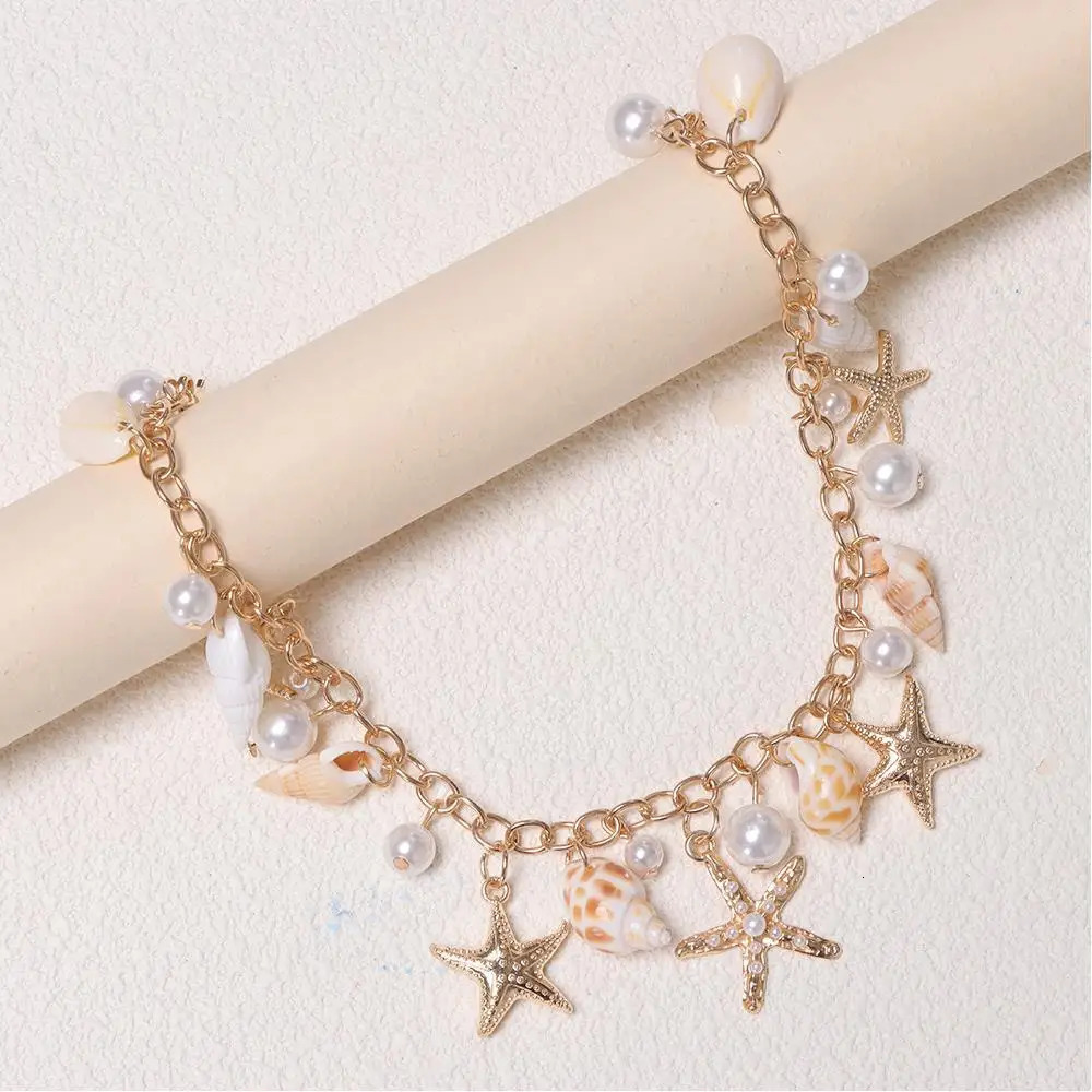 Exquisite Starfish Conch Pearl Bag Chain Bohemian Layered Metal Chain Bag Pendant DIY Bag Charms For Handbag Handle Jewelry Gift 251030