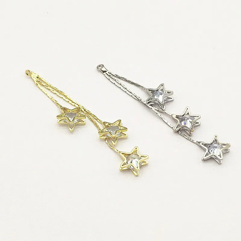 Arrival 63x11mm 50pcs Cubic Zirconia Star Chain Charm for Handmade Necklace Earring DIY PartsJewelry Findings Components 251030