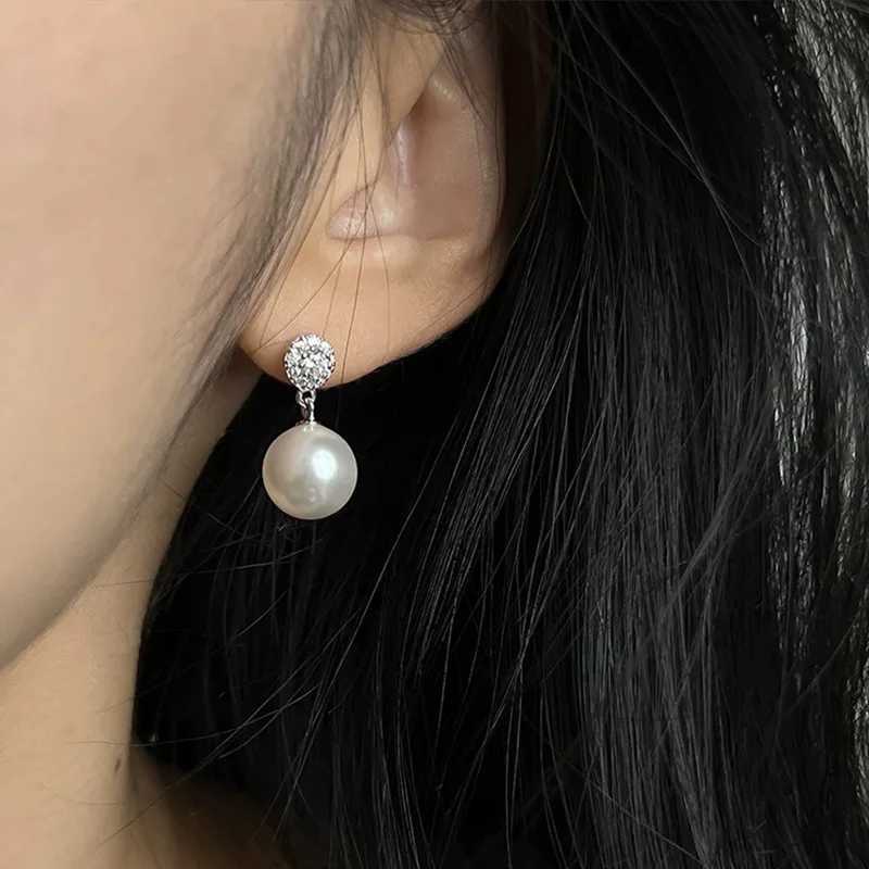 2023 New Arrival Korean Temperament Gray Zircon Pearl Stud Earrings For Women Fashion Water Drop Crystal Jewelry Gifts Y250804