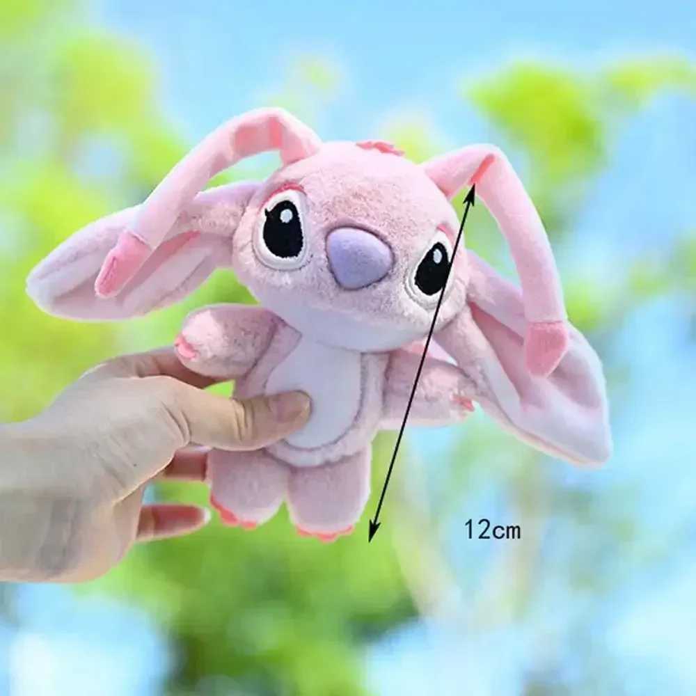 Disney Miniso Kawaii Sewing Plush Keychain Toy Cute Lilo Stitch Doll Angel Plush Cute Filling Bag Pendant Girl Birthday Gift Y250402