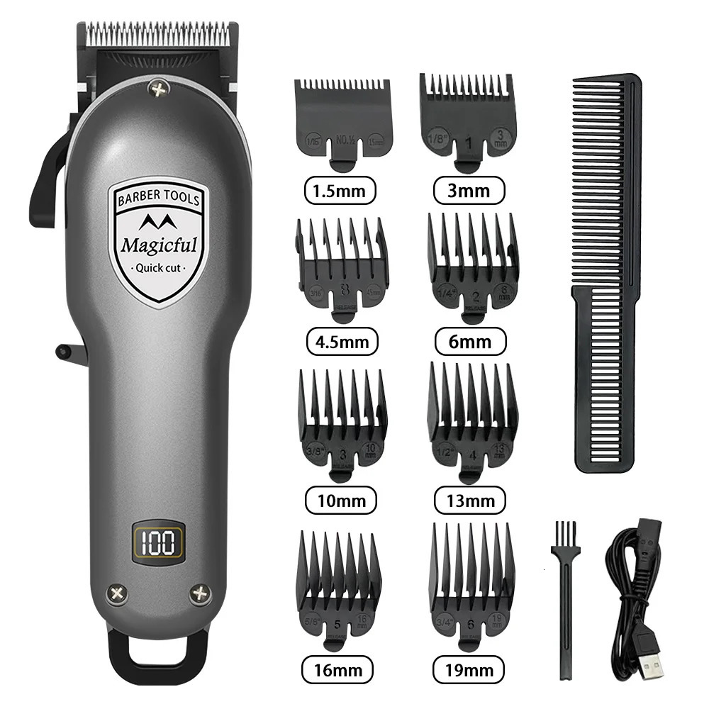 Magicful Fashion Professional Finish Hair Trimmer For Men Rechargeable Liion Battery Shaving Adjustable Electric Hair Clipper 251030