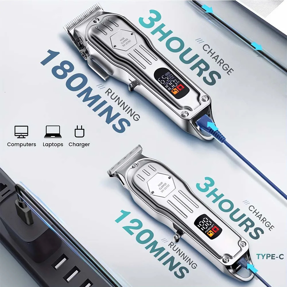 Professional Hair ClippersHair TrimmerBeard Shaver Kit for Men Barber Clipper Hair Cutting Kit Gifts for Men 251030