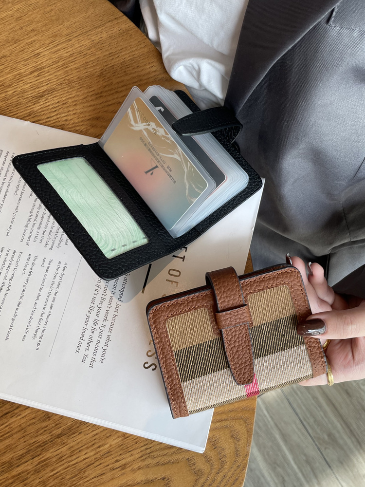 Designer Wallet 2025 New Striped Women's Card Holder, Genuine Leather Slim Wallet with Driver's License Window & Multi Card Slots, High Capa