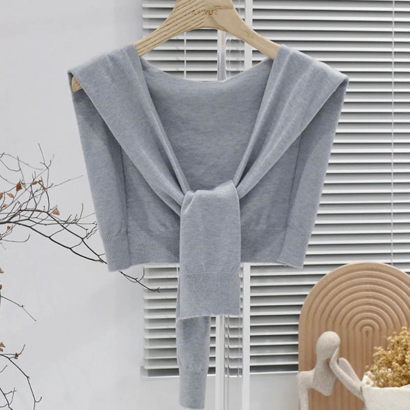K1116 Silk Shawl Women's Summer Thin Knitted Temperament Sunscreen Cardigan Outerwear Cardigan