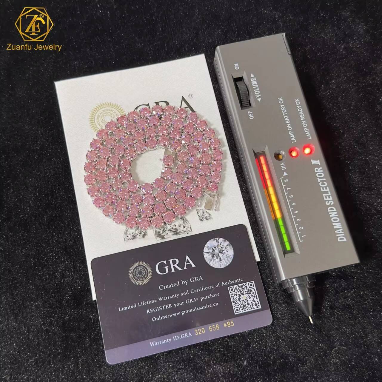 Classic Design Stylish Pink Color 925 Sterling Silver 3mm 4mm 65mm Moissanite Tennis Bracelet Necklace