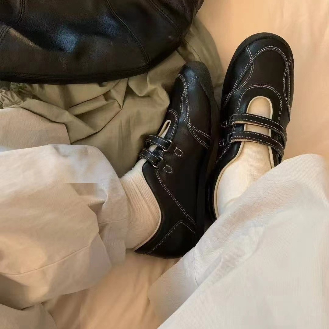 Cowhide version ~ super soft velcro inner heightened flat sole single shoes women's casual sports function Mary Jane ballet shoes girl2025