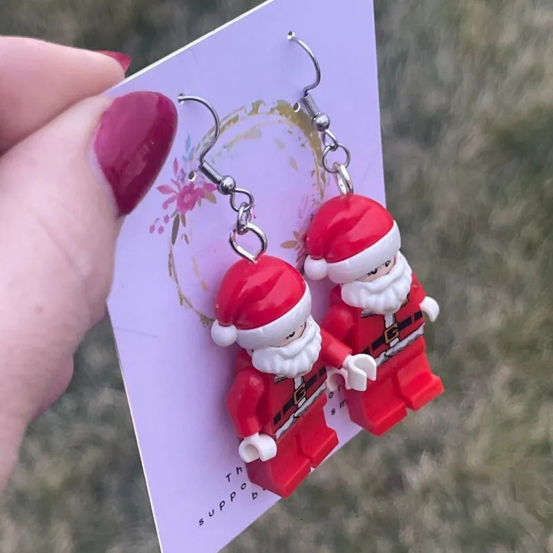 Christmas Santa Claus Pendant Womens Hook Earrings Creative Santa Claus Statue Handmade Jewelry Earrings Christmas Gift 251031