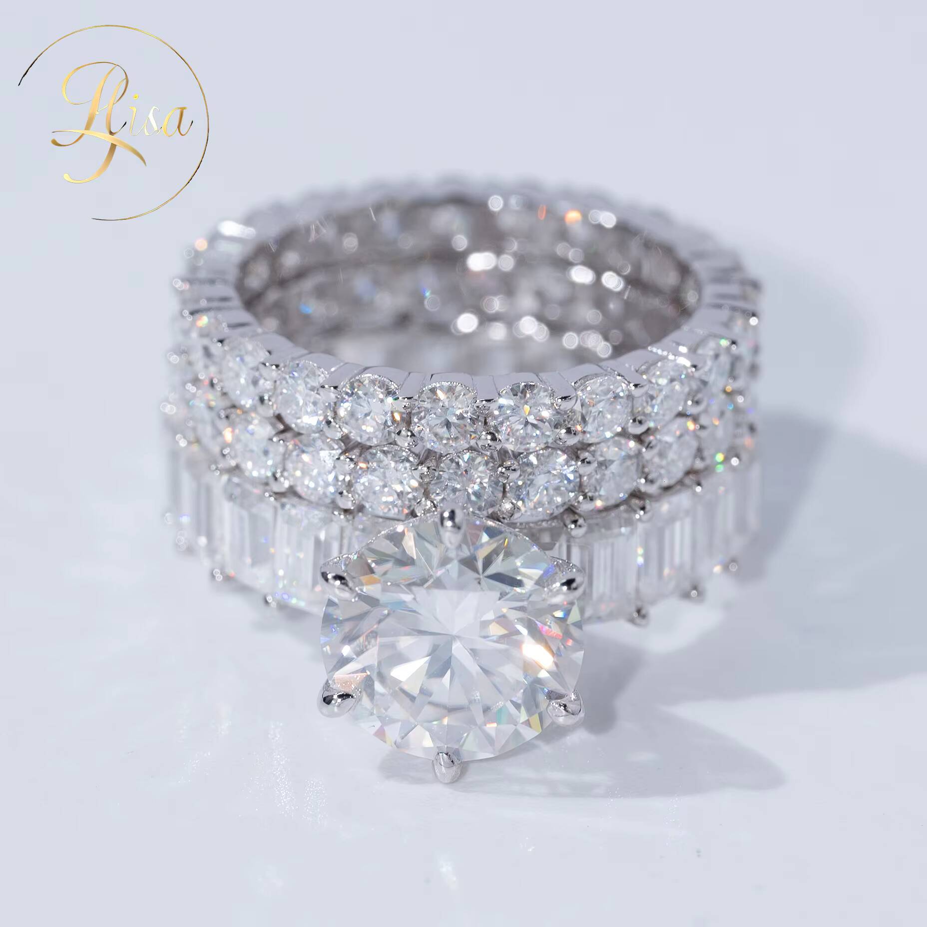 Custom 917CT VVS Lab Grown Diamond Wedding Rings High Quality 925 Sterling Silver Set White Gold Fine Women Jewelry for Couples