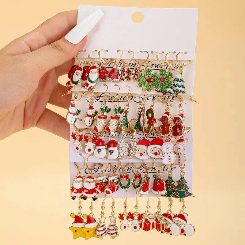 Christmas Earring Set Creative n Santa Claus Snowman Snowflake Stars Christmas Tree Earrings and Earrings 251031