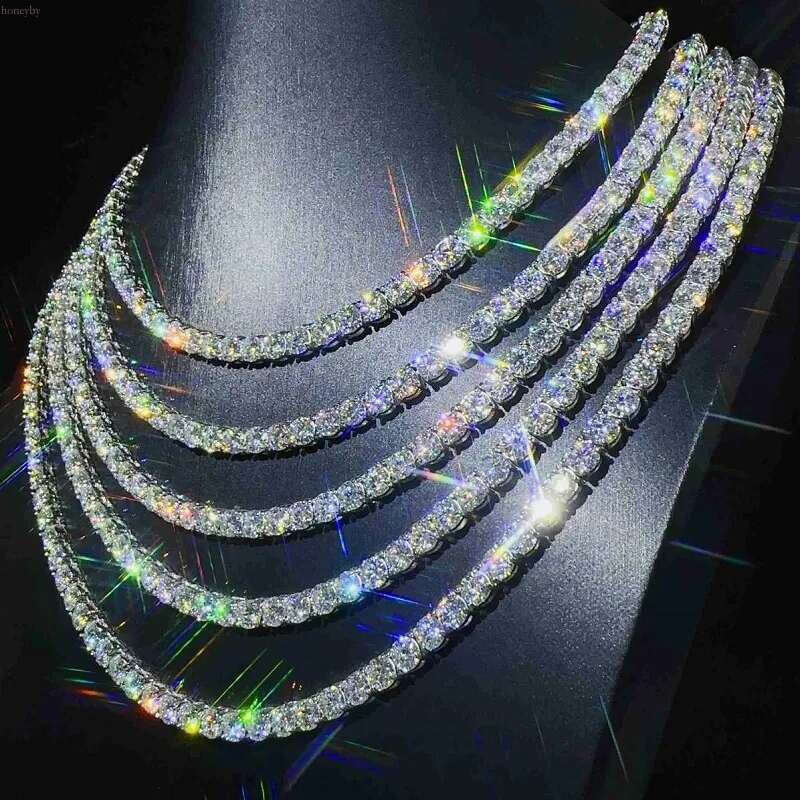 5mm Diamons Moissanite Chains Gold Iced Out Tennis Chain for Men Women Fashion Jewelry Hip Hop Necklace