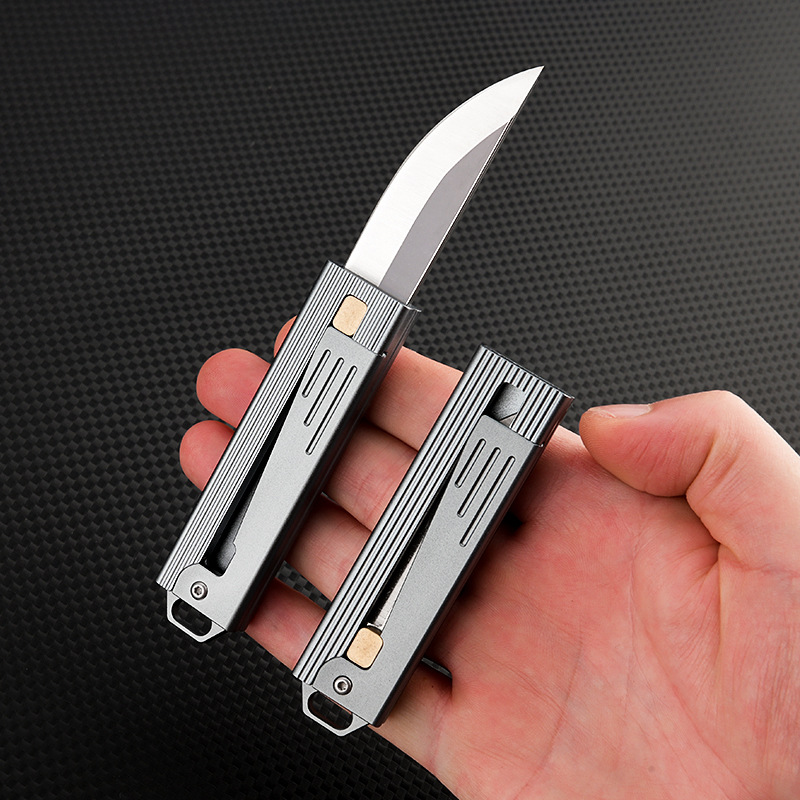 Mini Mechanical Gravity Pocket Knife D2 Steel Blade Aluminum Handle Portable Keychain Knife Camping Outdoor Tool EDC Knives SelfDefense