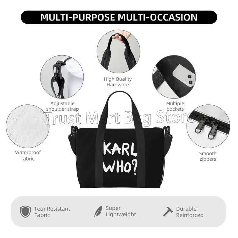 Karl Who Travel Bag Foldable Lightweight Waterproof Weekend Backpack with Shoulder Strap Sports Fitness Travel Bag Y250402