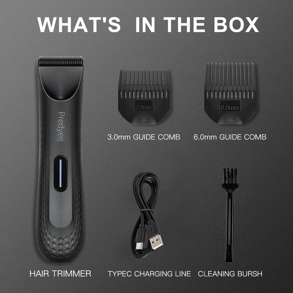 Electric Groin Hair Trimmer for MenBody Groomer Pubic Waterproof Hair TrimmerReplaceable Ceramic Blade 251030