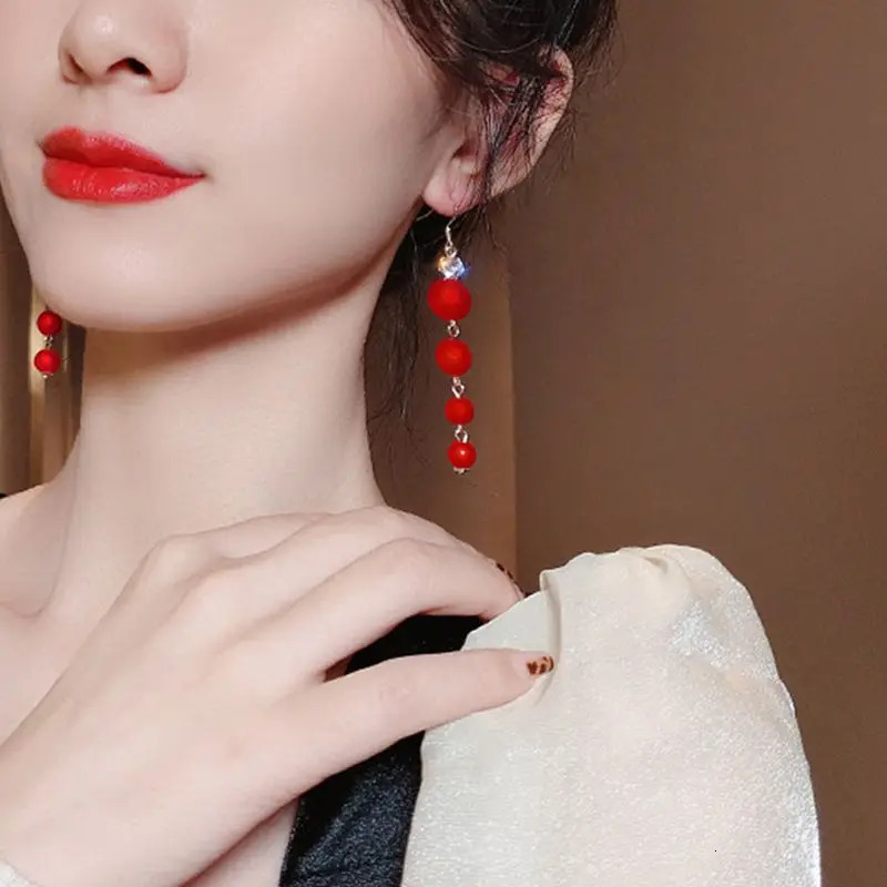 Fashion Christmas Red Dangle Earrings For Women Rhinestone Snowflake Pearl Earring Christmas Party Festival Year Jewelry 251031