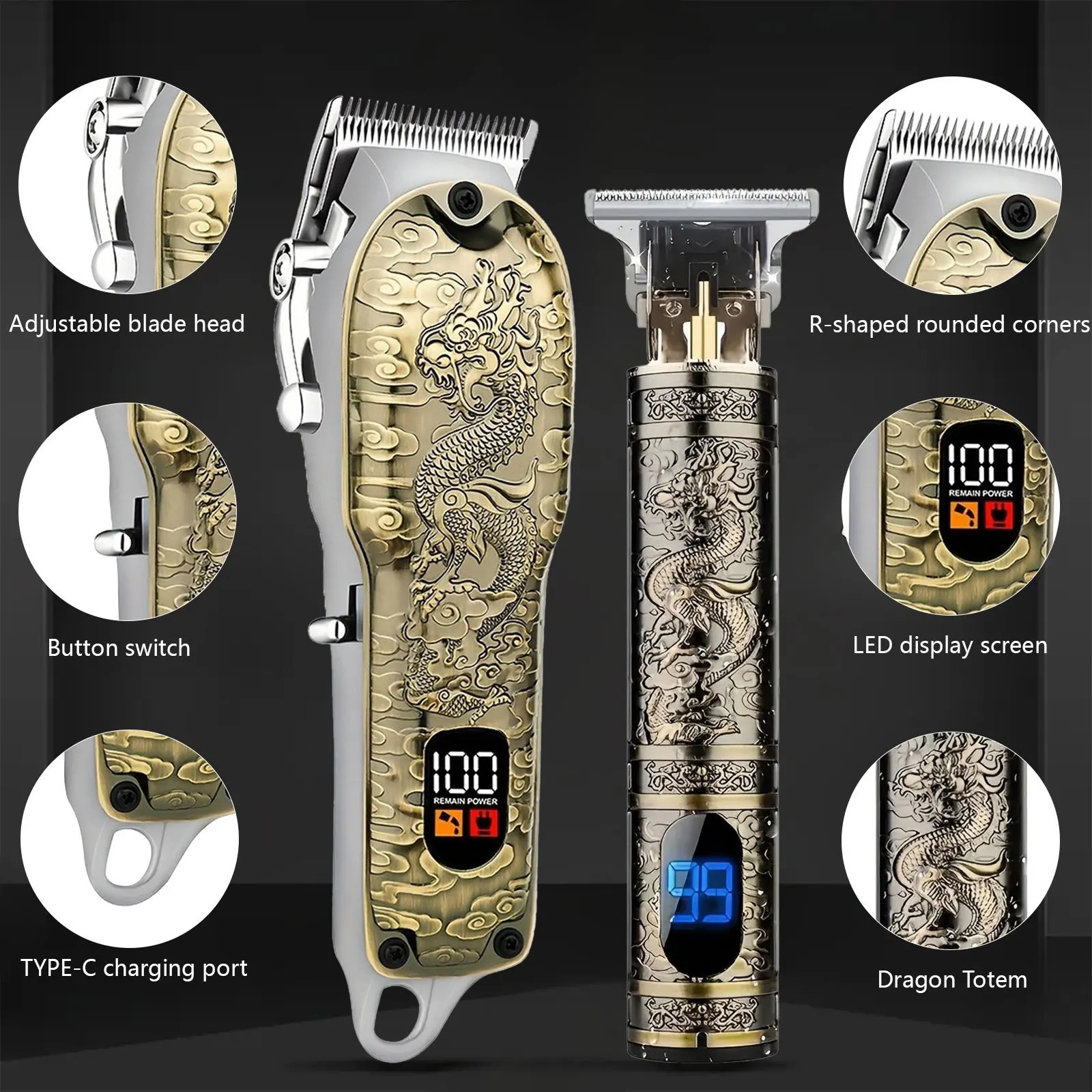 Mens Hair Clipper Trimmer Set LCD Screen Convenient for Home Travel Use Gift for Fathers Day Birthdays Christmas 251030