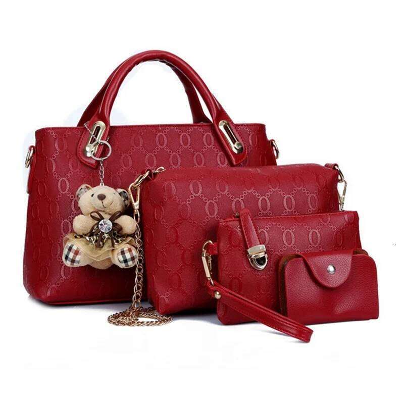 Multifunction 4Pcs/Set Women PU Leather Designer Handbag Messenger Shoulder Wallet Bags Storage Bag