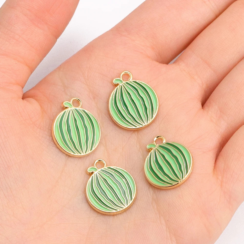 10pcs 5styles Watermelon Enamel Talisman Earrings Pendant Necklace Fruit DIY Bracelet Jewelry Making Summer Gift 250325