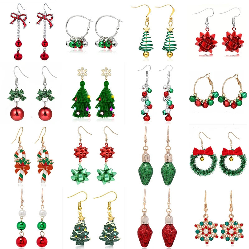 Fashion Christmas Tree Drop Earrings Small Bell Snowflake Earings for Women Cute Bowknot Dangle Earring Year Gift Brincos 251031