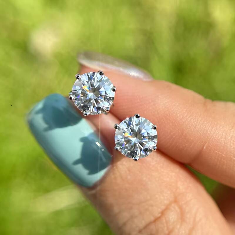 Ready to Ship Hip Hop Jewelry Pass Diamond Tester 925 Sterling Silver VVS Moissanite Diamond Classic Stud Earrings