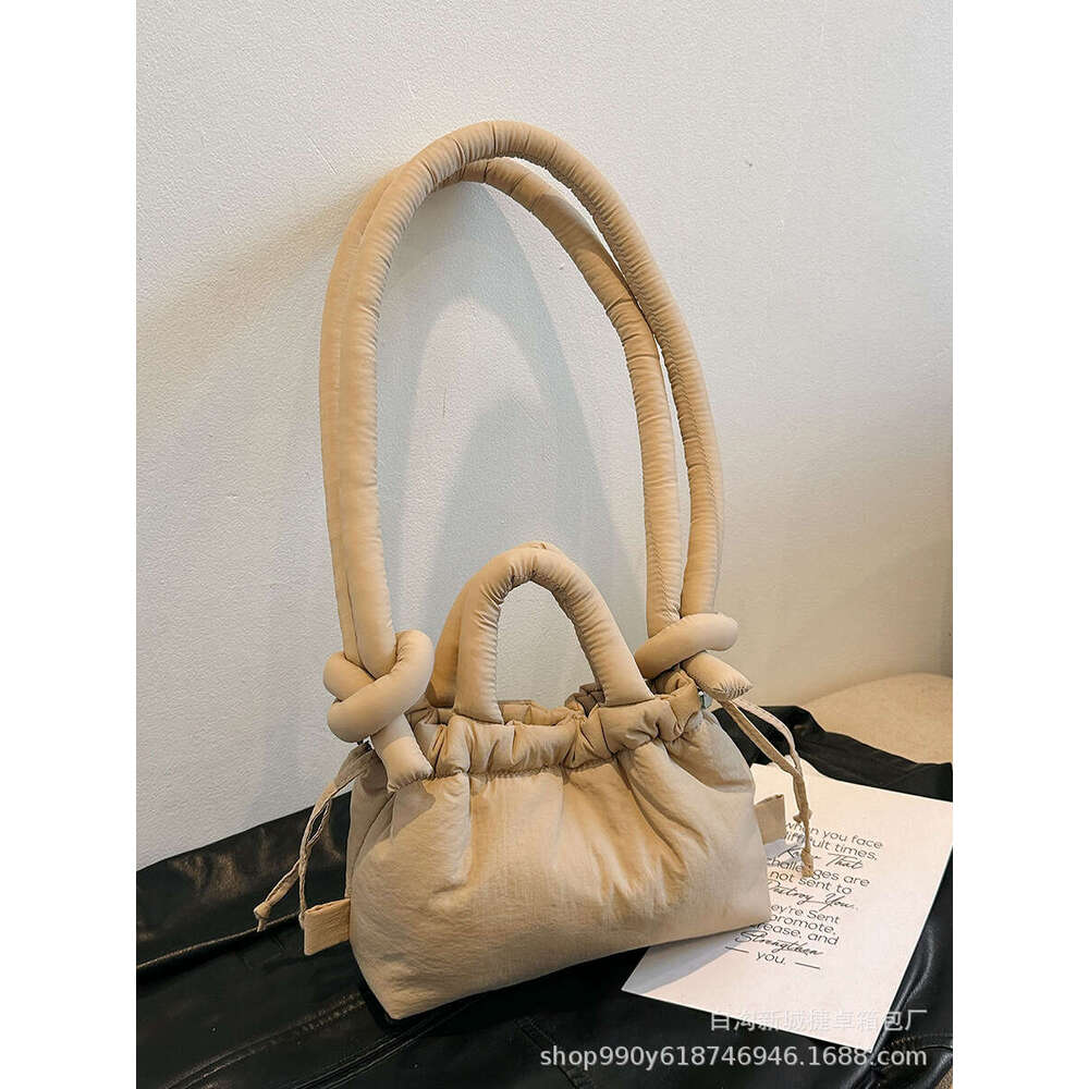 2025 NEW Nylon down padded cotton fashionable student backpack, portable makeup bag, casual single shoulder women's bag