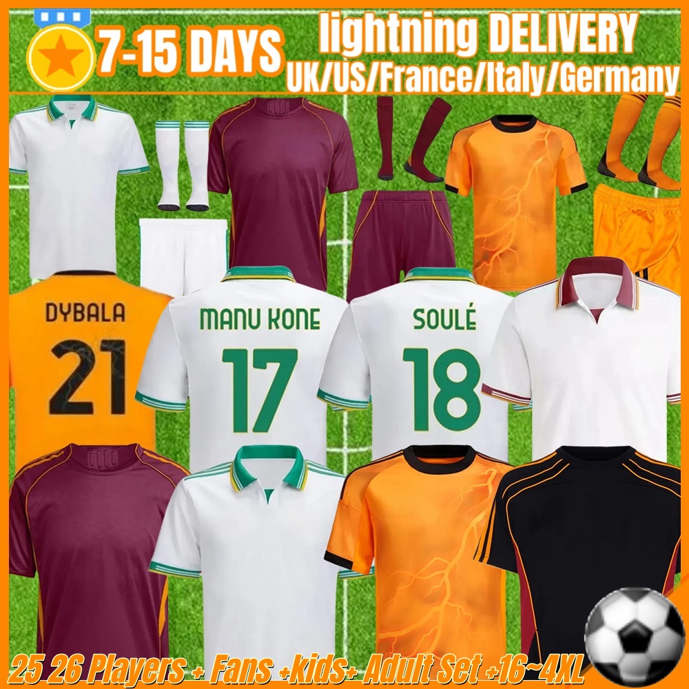 DYBALA ROMA 25 26 ABRAHAM Soccer Jersey Football Shirt PAREDES DYBALA MANCINI E LE FEE ZALEWSKI EL SHAARAWY Maglia ROME football jersey Men Kids