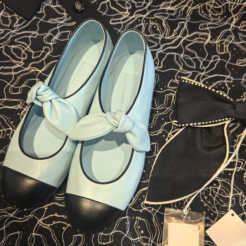 Sheepskin version ~ small fragrance shallow mouth Mary Jane shoes girl cute bow flat single shoes French retro small leather shoes2025