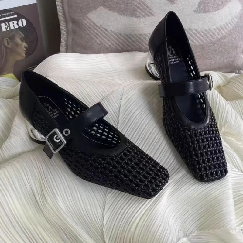 Summer brand hollow high heels womens pump shallow beach sandals comfortable retro shoes Zapatos Mujer 250402BJ - view 3