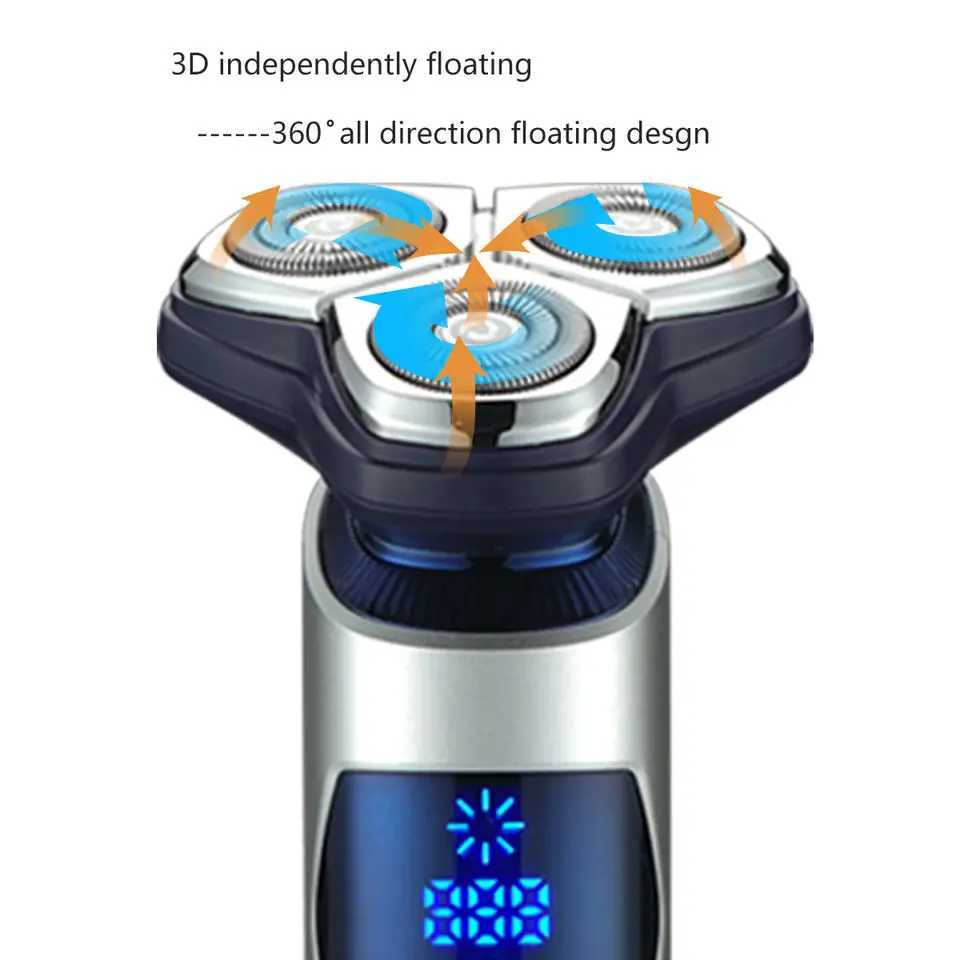 VGR 3D Pro electric shaver for mens washable beard rotating electric shaver rechargeable facial shaver wet USB Z250402