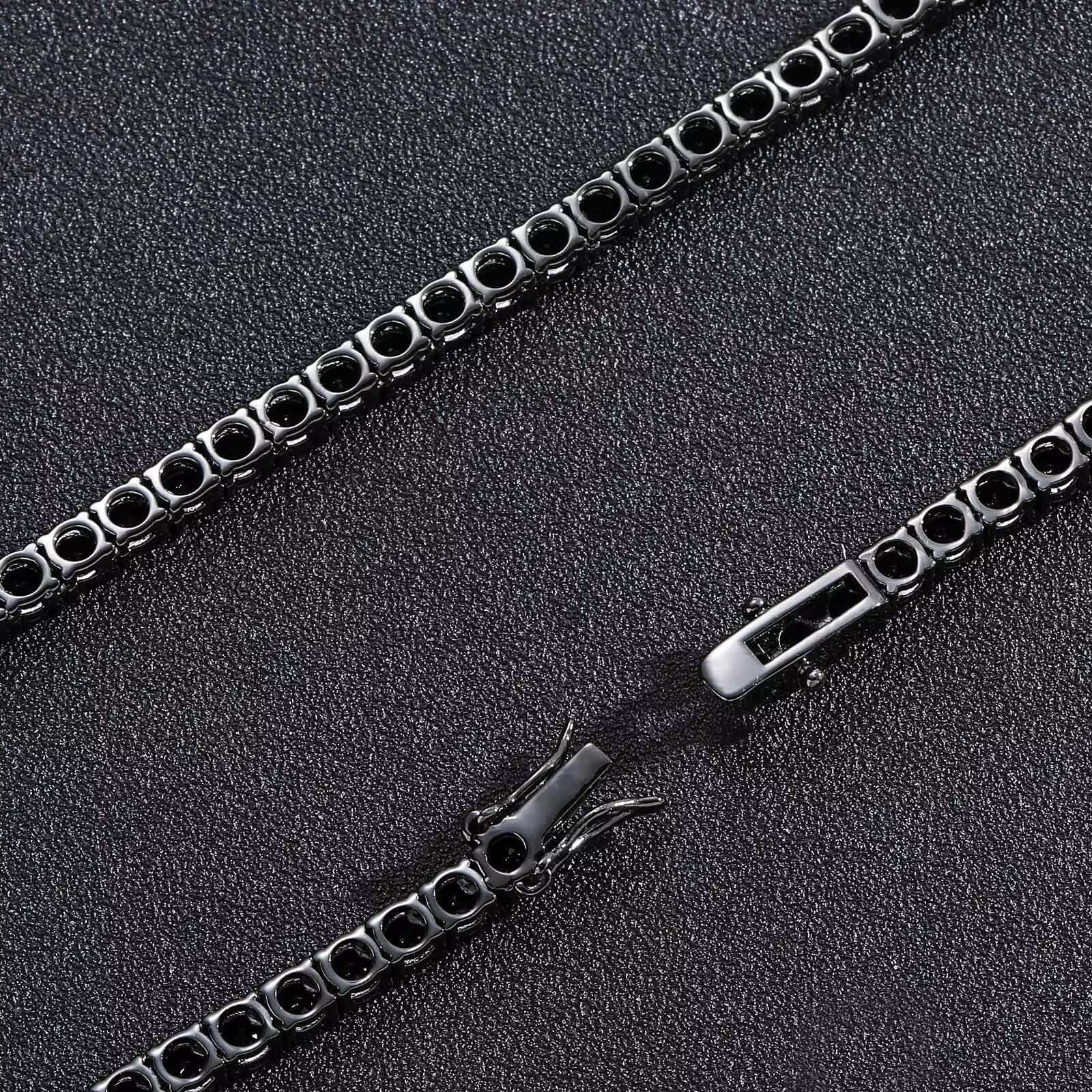 Wholesale Hip Hop Jewelry Fashion Iced Out 18K Gold Plated Brass moissanite Diamond Tennis Chain Black moissanite Necklace for Men Women