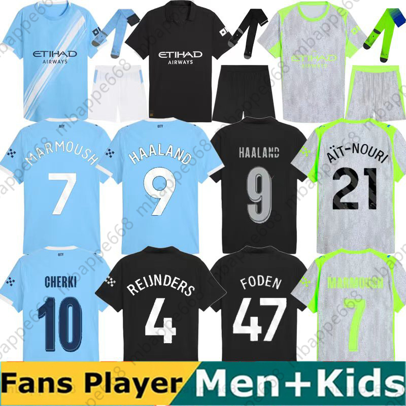 MARMOUSH HAALAND CHERKI 25 26 SOCCER JERSEYS REIJNDERS FODEN SAVINHO MAN RODRIGO GVARDIOL AIT-NOURI CITY KidSuper jersey football kit 99