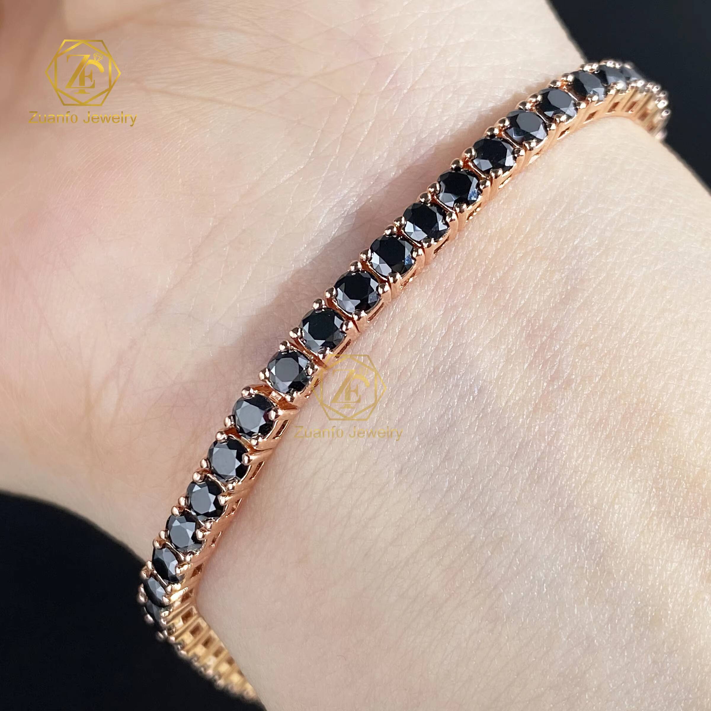 Custom Black Diamond 925 Sterling Silver Tennis Chains Necklace Link Chain for Weddings Gifts Engagements