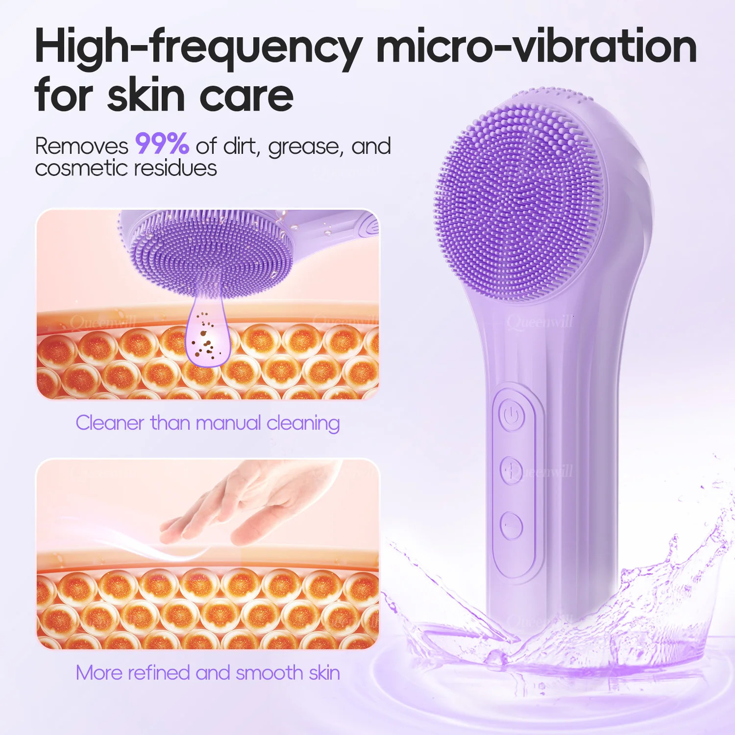 Waterproof Electric Facial Cleansing Brush Sonic Vibration Heating Face Scrubber For Removing Makeup Deep Pore Cleanser 251030