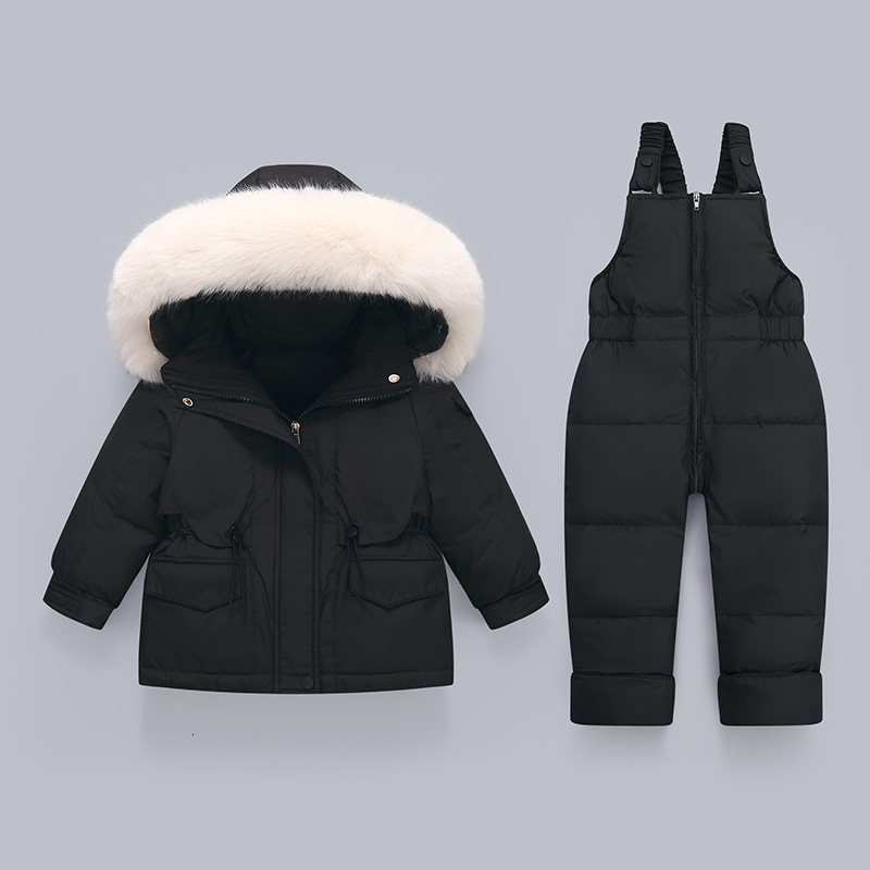 Down Coat Winter Overall for Children Clothes Set -30 Degree Down Jacket Jumpsuit Baby Boy Parka Real Fur Girl Toddler Thick Warm Snowsuit 231009